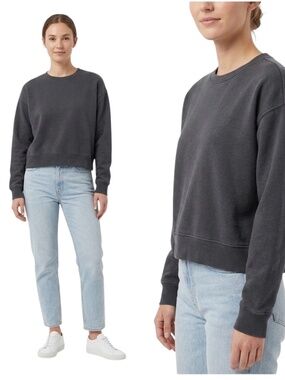Pact Organic Cotton Essential Sweatshirt Sz M Gray Athleisure Cozy Girl Capsule
